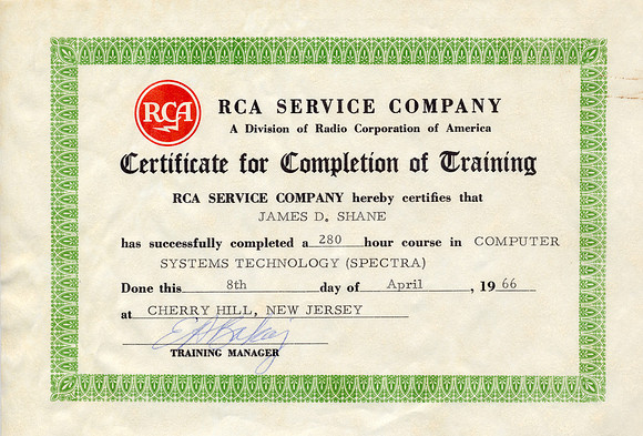 RCA Service Co cert
